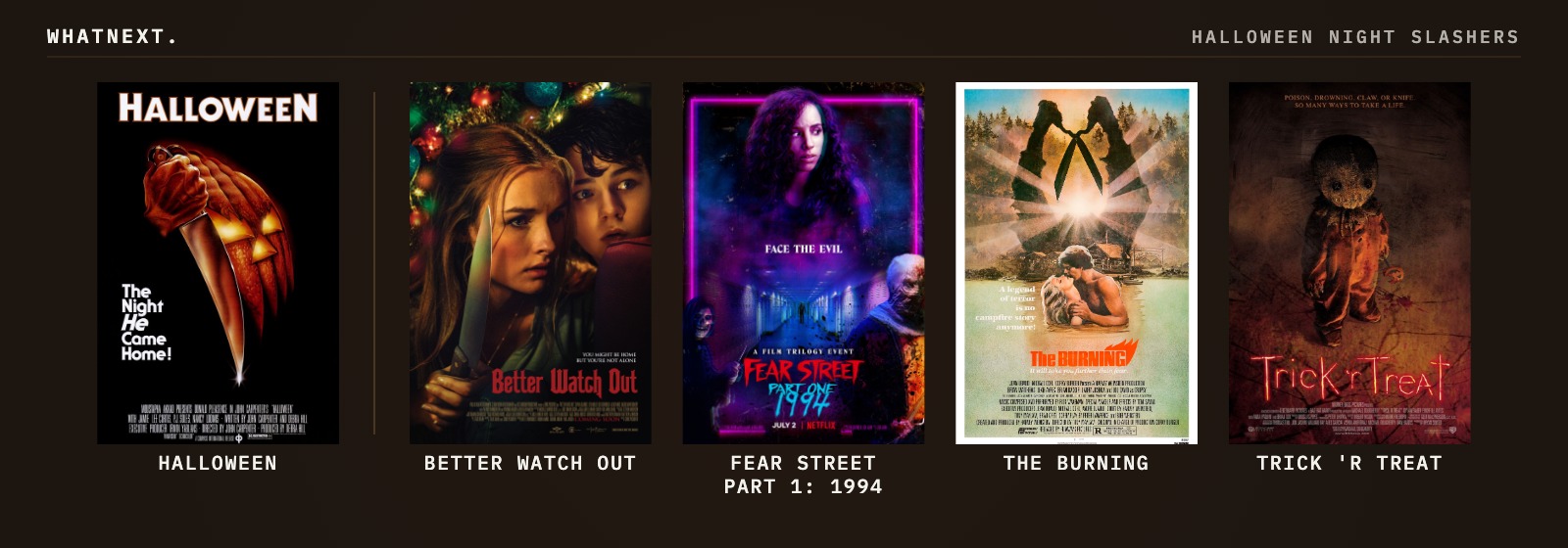 If you liked Halloween: Better Watch Out, Fear Street Part 1: 1994, The Burning, Trick 'r Treat