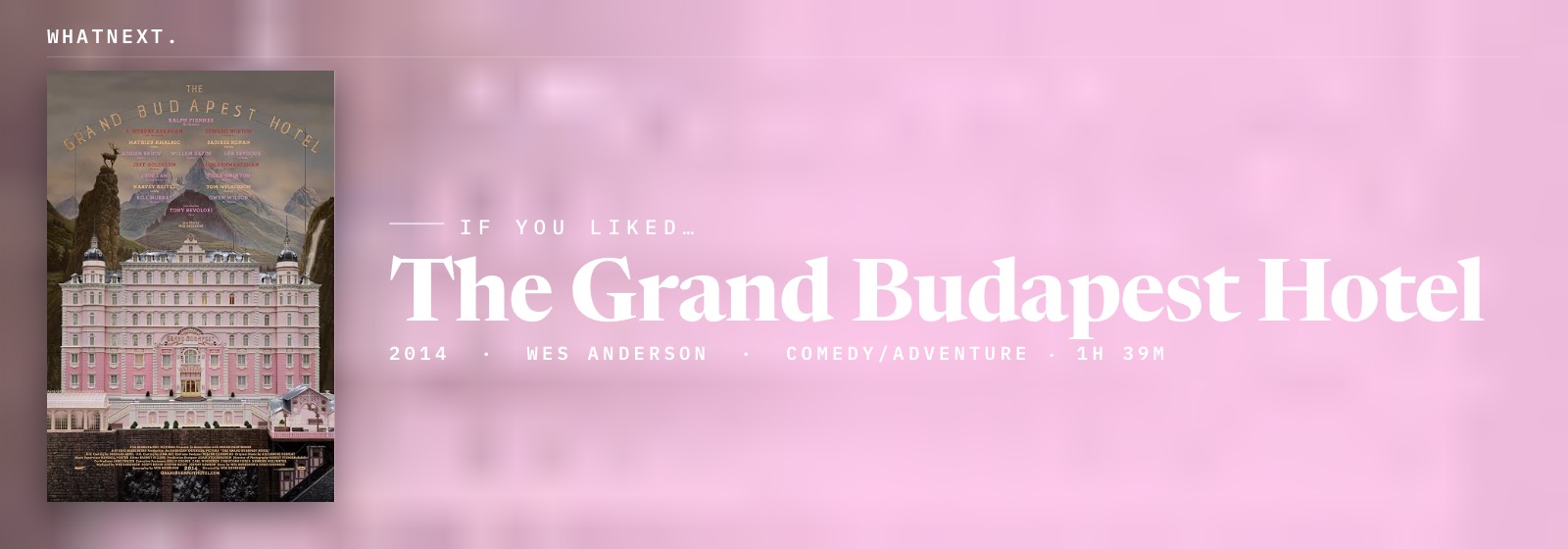 If you liked The Grand Budapest Hotel (2014, Wes Anderson, Comedy/Adventure, 1h 39m)